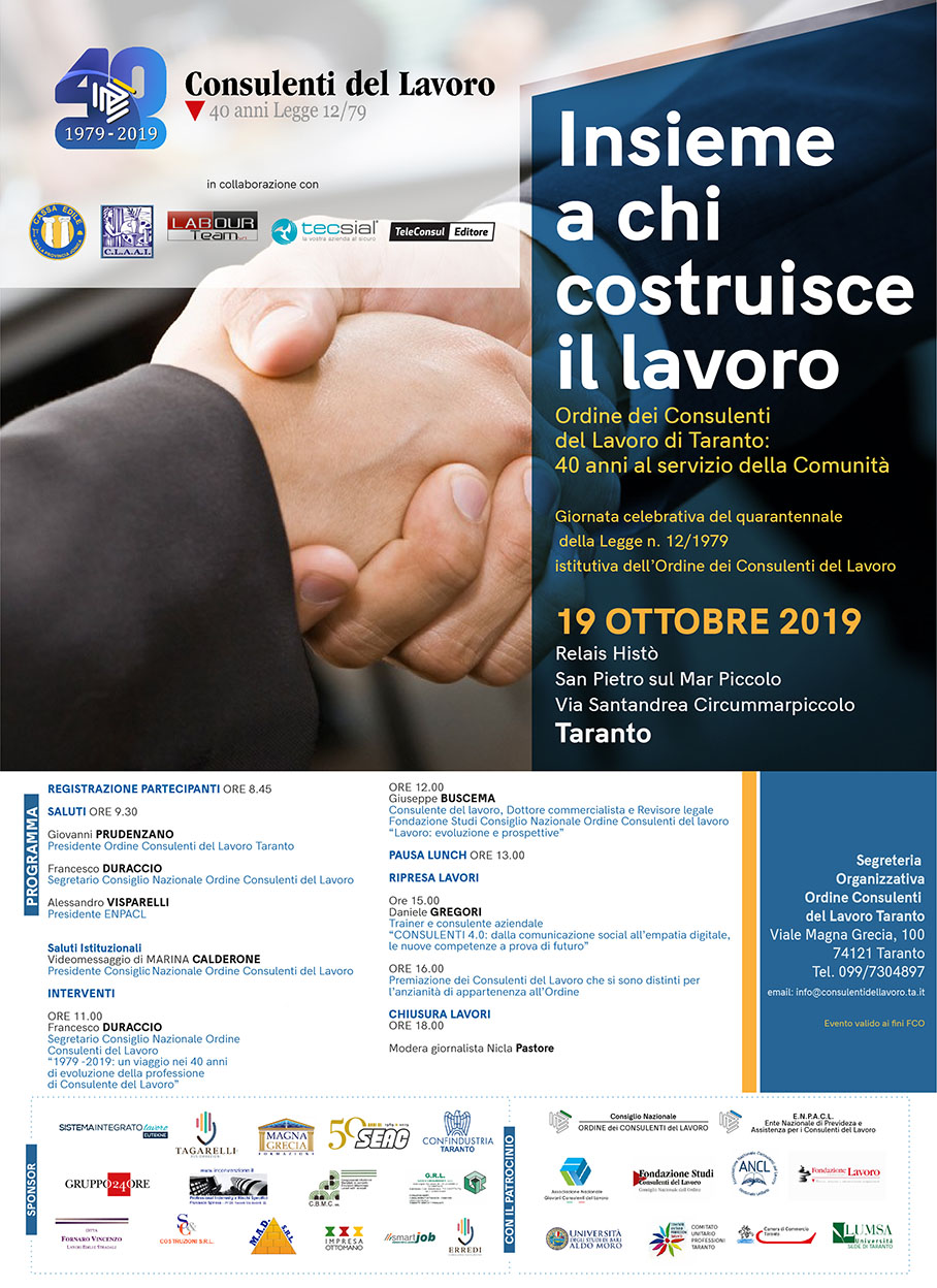 convegno insieme a chi costruisce il lavoro consulenti del lavoro taranto